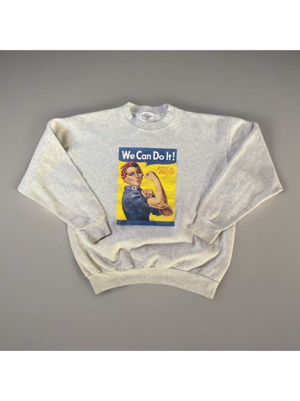 Vintage 90s Rosie the Riveter Crewneck Sweatshirt Post War USA XL Women Activist